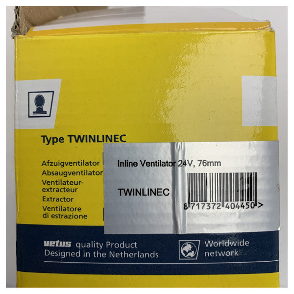 Vetus TWINLINEC 24V Ventilatore Marino Inline 76mm - Ventola di Ventilazione Potente per Barche e Navi 