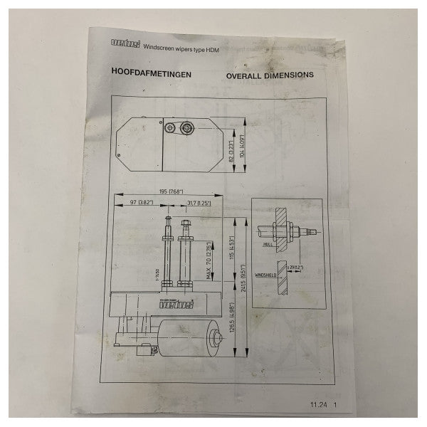 Vetus Scheibenwischer-Motor HDM12 12V 75W für Marineboote - Leistungsstark & Langlebig 