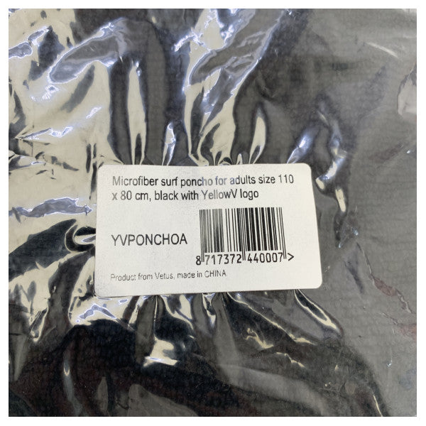 Sarı-V Surf Poncho Yetişkin Mikrofiber Değişim Havlusu Siyah 