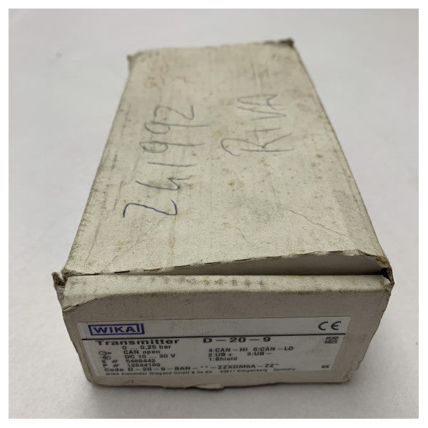 Wika D-20-9 Marine tryktransmitter sensor rustfrit stål 0-0,25 bar CANopen interface