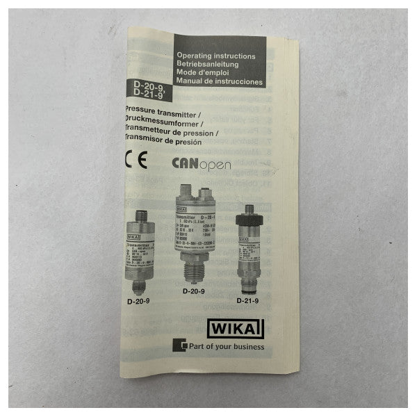 Wika D-20-9 Marin trycktransmitter Sensor rostfritt stål 0-0,25 Bar CANopen-gränssnitt