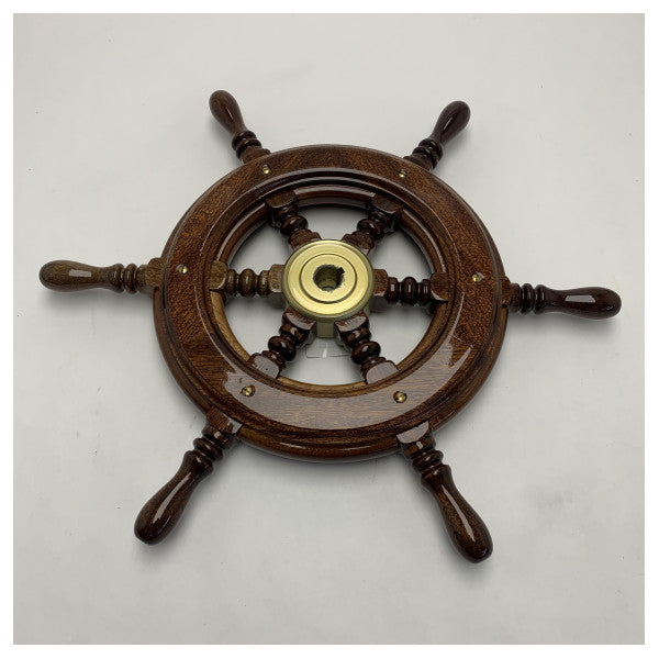 عجلة قيادة قارب خشبي من الماهوجني مقاس 430 مم مع محور نحاسي 6 spoke 