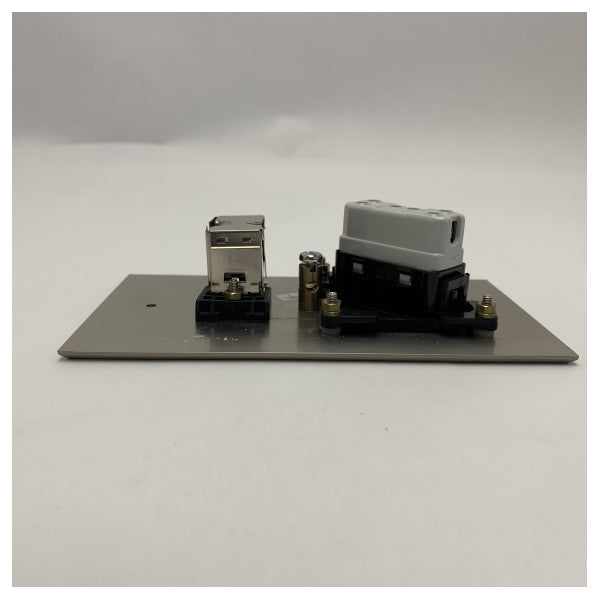 Meljac Marine Grade Stainless Steel RJ45 & Bipolar Switch Panel 142x80mm for Maritime Electrical Installations