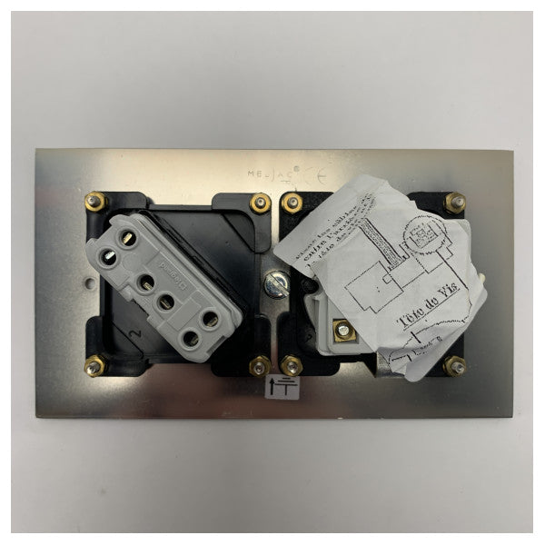 Meljac Marine Stainless Steel Dual Socket Plate - Waterproof Bipolar & Schuko Outlets for Boats