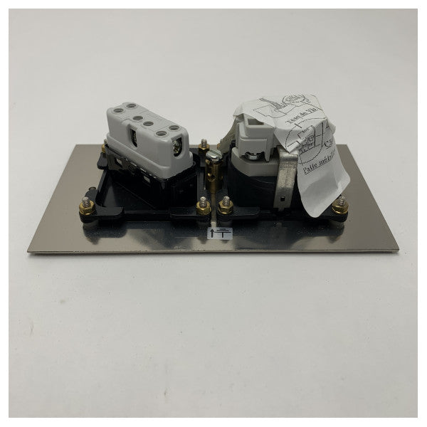 Meljac Marine Stainless Steel Dual Socket Plate - Waterproof Bipolar & Schuko Outlets for Boats