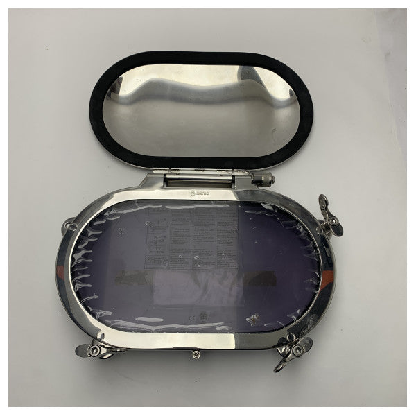 Nemo 218.760/OC160DX ovala, öppningsbara porthål i rostfritt stål 235 x 435 mm