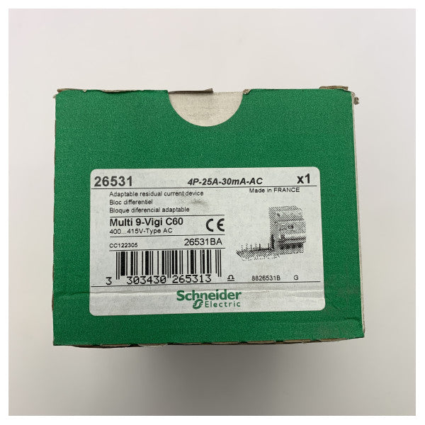 Schneider Electric Multi 9-Vigi C60 is an additional component for earth leakage protection.