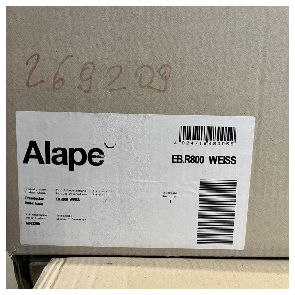 Alape EB.R800 Einbauwaschbecken 800 x 121 x 450 mm - Langlebige Keramikspüle für Schiffe und den maritimen Bereich - 2203200000