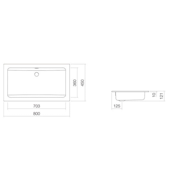 Alape EB.R800 Einbauwaschbecken 800 x 121 x 450 mm - Langlebige Keramikspüle für Schiffe und den maritimen Bereich - 2203200000