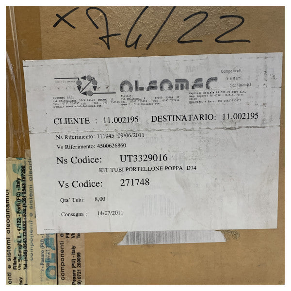 Hydraulic hose kit for Itama 74 balcony system - 271748