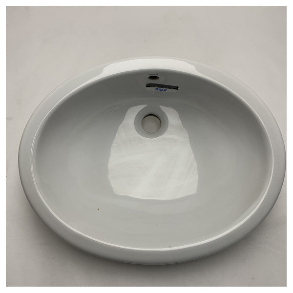 De Roca 276657 NEO Οβάλ Κεραμικός Νιπτήρας - Ανθεκτικός και ανθεκτικός στην υγρασία νεροχύτης θαλάσσιου τύπου για συμπαγείς χώρους