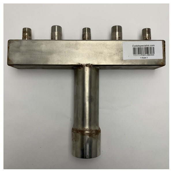 Marine Stainless Steel T-Shaped Fluid Distribution Coupling with Five Outlets - Corrosion Resistant for Marine Systems