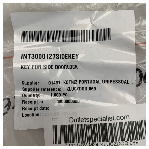 Klucz do zamka do drzwi bocznych - trwała, odporna na zarysowania konstrukcja