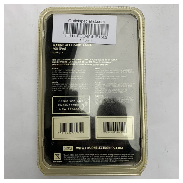 Apple iPod Fusion Marine-Stereokabel 1,5 m - Langlebiger, wasserdichter Stecker für Boot-Audio-Systeme