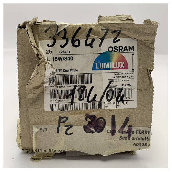 Високоефективна люмінесцентна лампа OSRAM FLUO LUMILUX 18W Cool White 840 G13 - 18W/21-840 G13