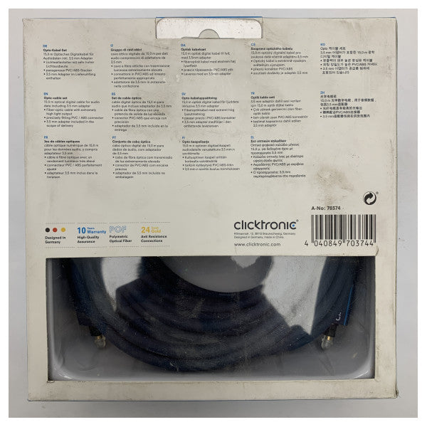 15m Durable Fiber Optic Audio Cable with 3.5mm Adapter - Waterproof Marine Digital Audio Connection