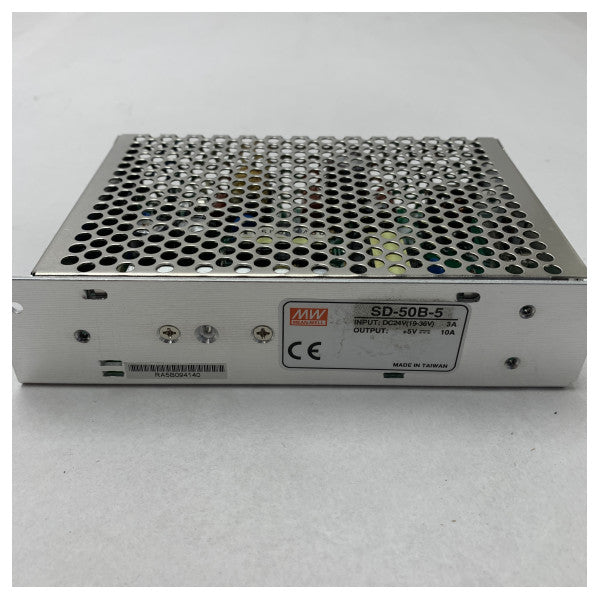 Mean Well SD-50B-5 Fuente de alimentación de CC 5V 10A para electrónica marina ��� Compacta, de alta eficiencia con salida ajustable.