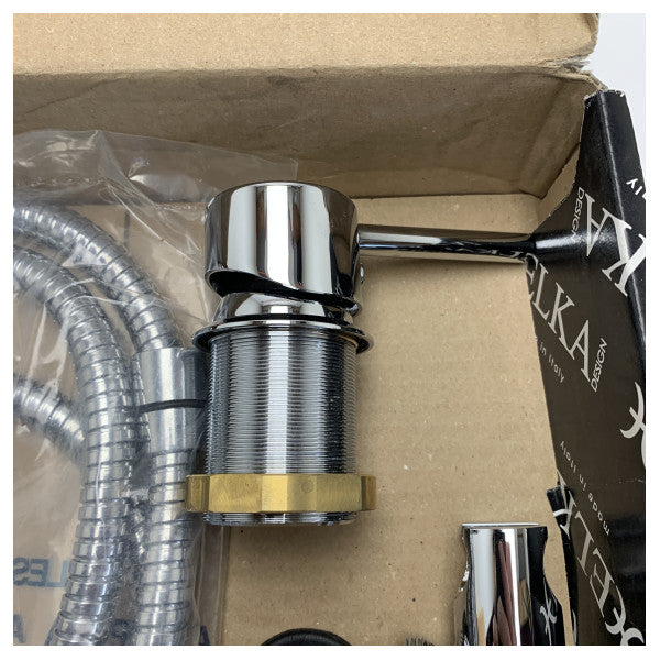 ELKA ART.4050 Polished Chrome Marine Shower Mixer - Durable, Compact Boat Faucet with Flexible Hoses