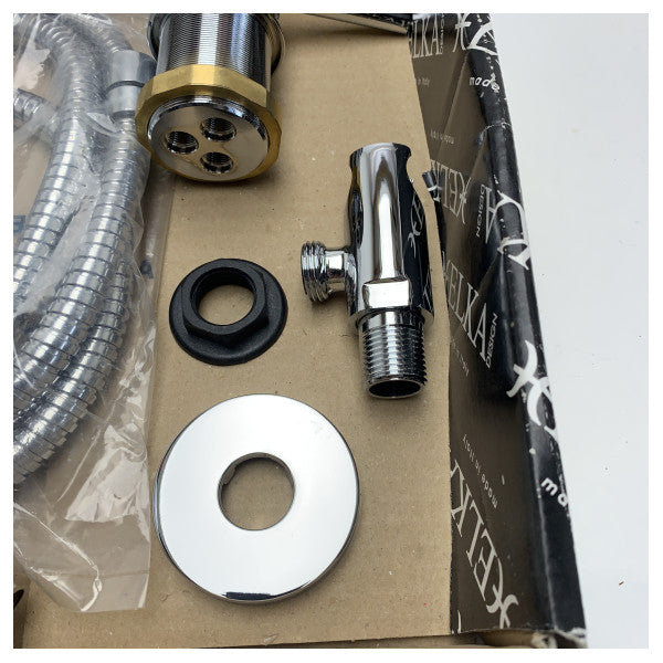 ELKA ART.4050 Polished Chrome Marine Shower Mixer - Durable, Compact Boat Faucet with Flexible Hoses