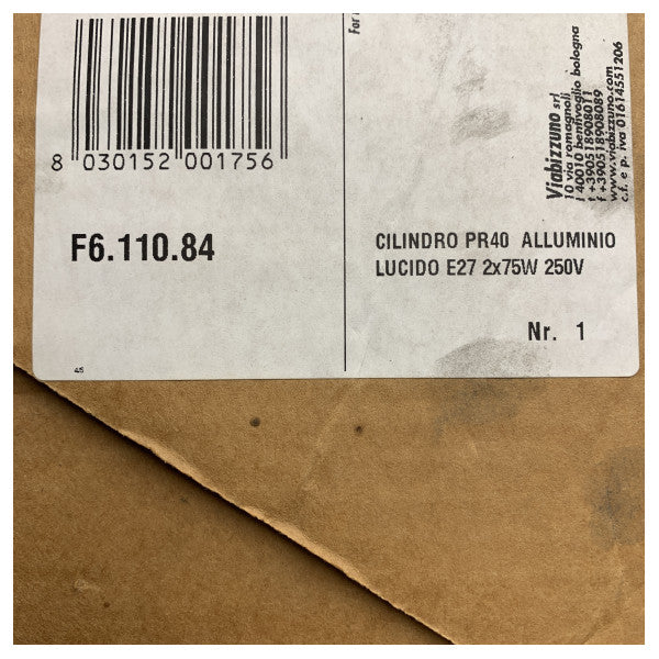 Viabizzuno Marine Cylinder Lamp for Boats and Yachts - Luminária E27 em alumínio durável