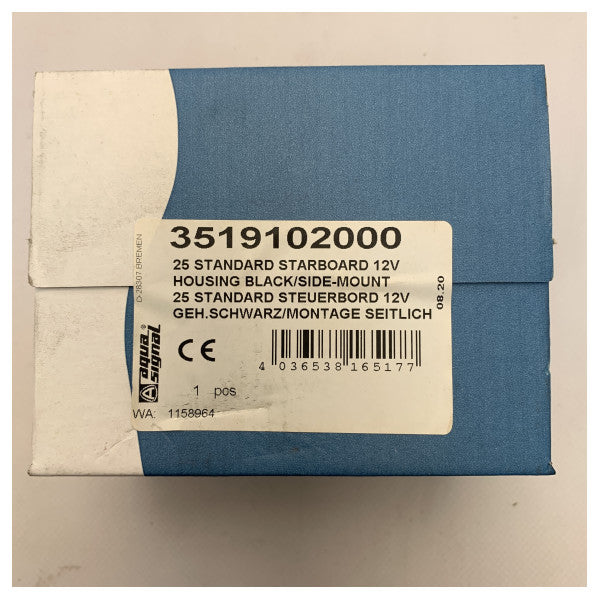 Luz de navegação verde Aqua Signal série 25 lado estibordo preto - 3519102000