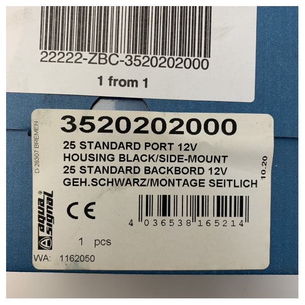 Aqua Signal Series 25 Puerto Luz de navegación Red | Negro - 3520202000