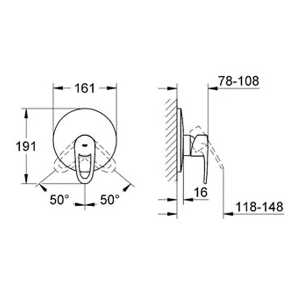 Grohe 19.537.001 Μείκτης ντους Europlus μονού μοχλού