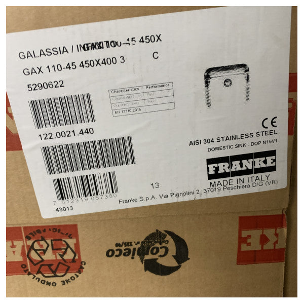 Franke Sink Under -Mount rustfritt stål 450 x 400 mm - 122.0021.440