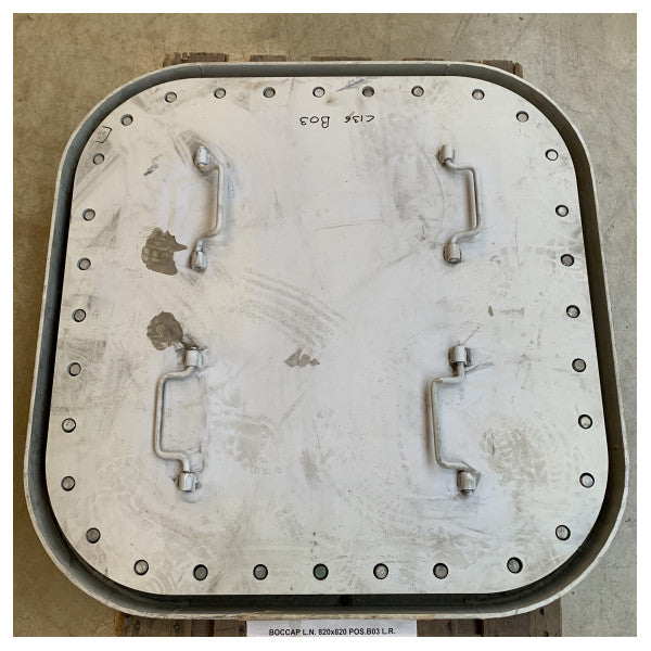 Kraftigt marint luckskydd 820x820mm Korrosionsbeständig vattentät panel av metall för båtar och fartyg