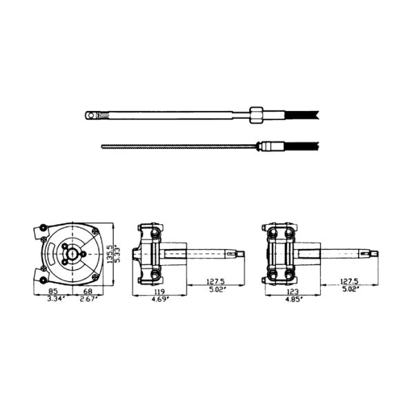 Cabo de direção marítimo Ultraflex M66 4,55 m - Cabo de controlo de barco durável e resistente à corrosão