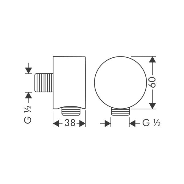 ハンスグローエ アクサー・スタルク カーブシャワーコネクター 27451000 - 耐久性に優れたクロムメッキ真鍮製船舶・ヨット用シャワー継手