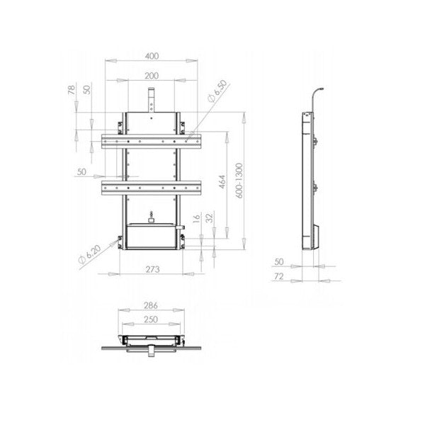 エクサルト・ヴェンセット・電動テレビリフト TS700A（65 KG テレビ用、600 - 1300 mm） 