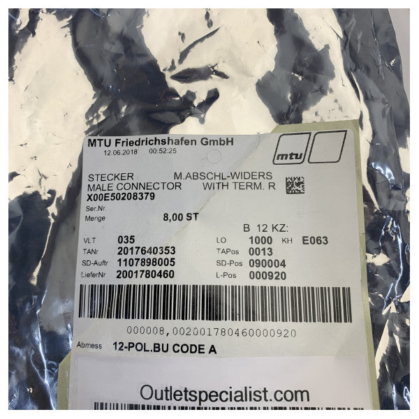 4x MTU X00E50208379 Original Male Connector with Thermal Resistor