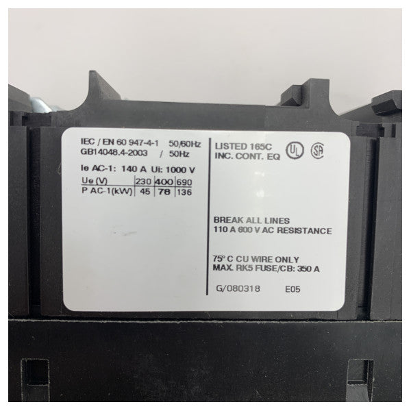 Siemens 3RT1346-1Al20 3no 230V 50A 22KW RELAIS