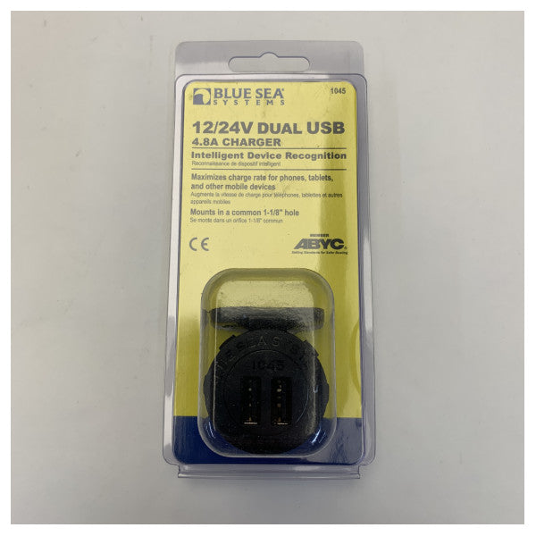 Blue Sea Marine Dual USB Oplader 12V/24V med Smart Hurtig Opladning - 1045-BSS 