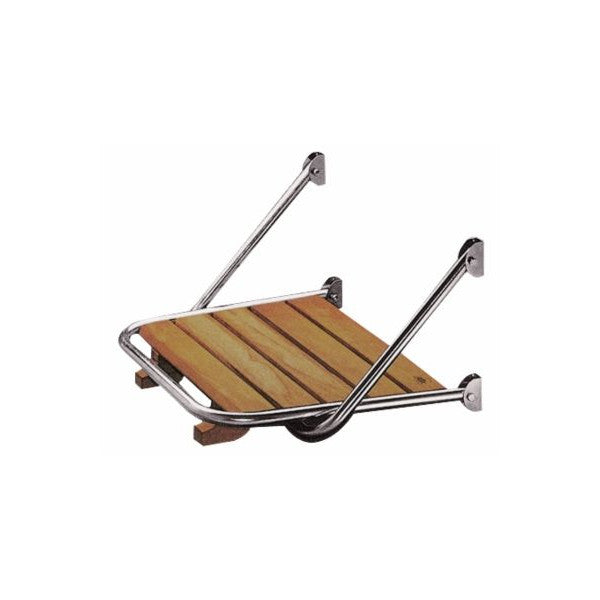 Пластимо платформа за къпане от неръждаема стомана с тиково дърво 45 x 48 cm - 413374