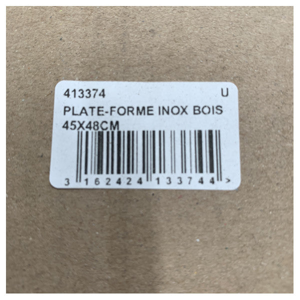 Пластимо платформа за къпане от неръждаема стомана с тиково дърво 45 x 48 cm - 413374