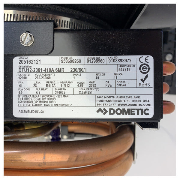 Dometic DTU12 12.000 BTU Αυτόνομη Ναυτική Μονάδα Κλιματισμού 230V / 60 HZ 