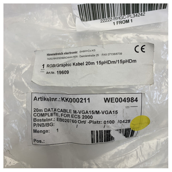 Marine VGA Data Cable for Radar Systems PL34242 20M