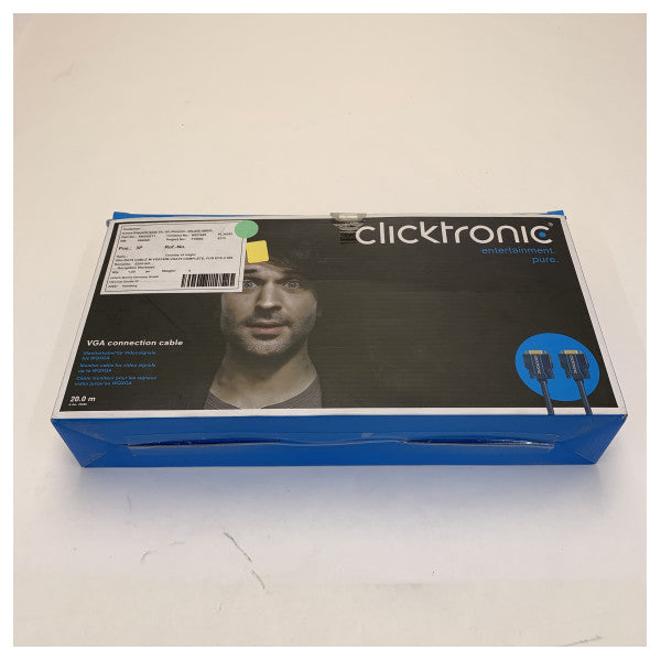 Clicktronic Cabo de Ligação VGA 20m - Cabo de Ecrã Marítimo de Alta Qualidade - Novo 