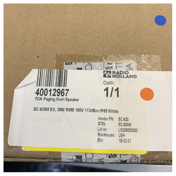 TOA SC-630M 30W Бял рогов говорител IP65 Сив 