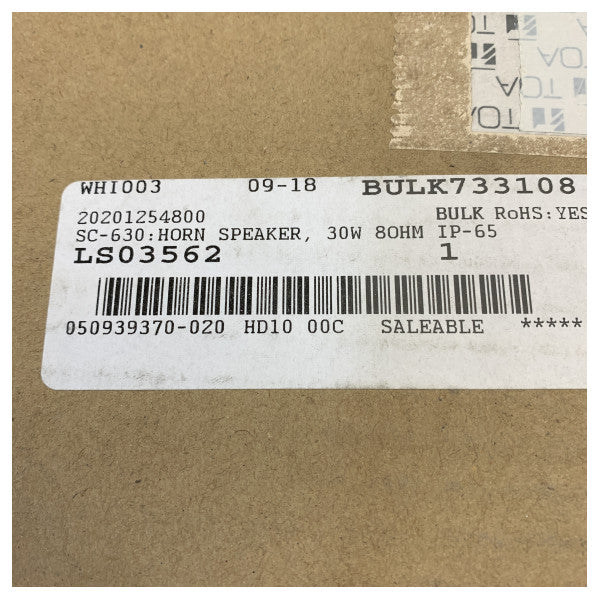 TOA SC-630M 30W Бял рогов говорител IP65 Сив 