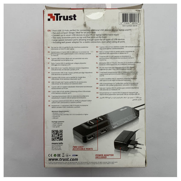 Hochwertiger 7-Port USB 2.0 Hub mit Stromadapter ��� Kompakt und zuverlässig für PC- und Laptop-Verbindungen