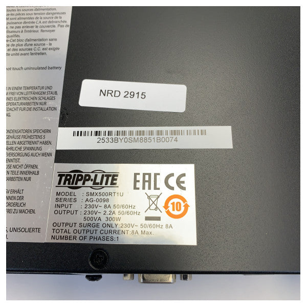 إيتون تريپ لايت UPS سمارت برو SMX500RT1U 230VAC - 500VA 