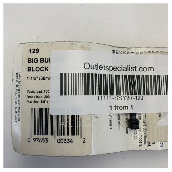 Harken 129 38 mm Triple Big Bullet Block Inox 