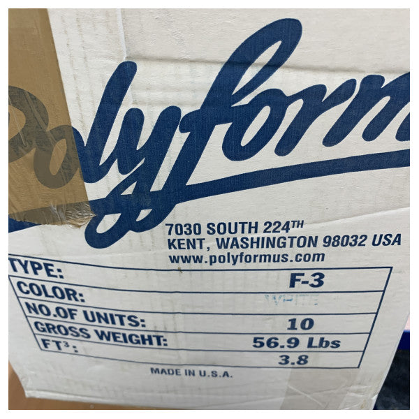 Polyform F3 Ilmatäytteinen fenderi Valkoinen 745 x 220 mm - 3351211 