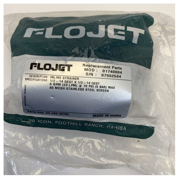 Flojet 01740004 Filtro de Agua en Línea - Filtro 40 MESH 1/2 Pulgada 