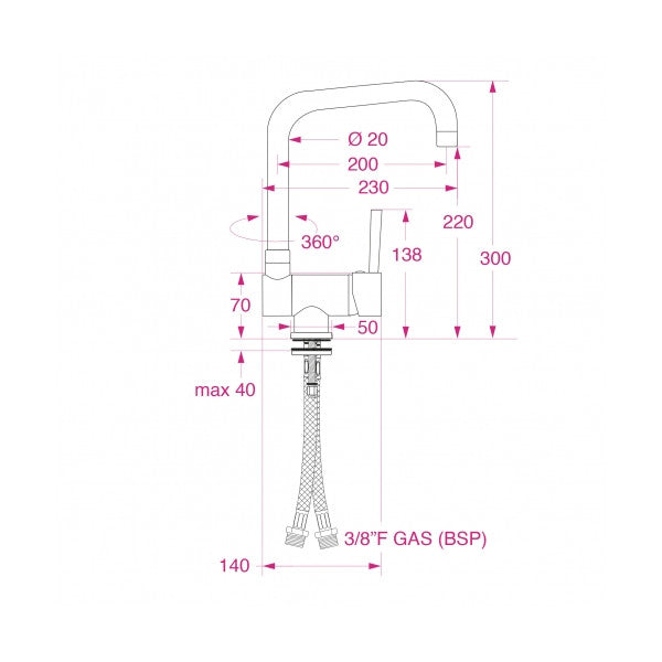 Barka ML1600T jednonamjenski sklopivi mikser s pipom i rotacijom 