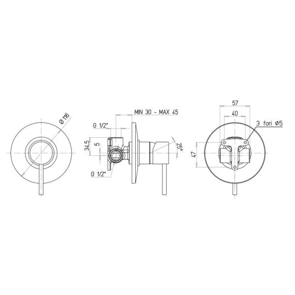Paini COX Chrome Single Lever Shower Mixer Tab - 78CR690-208R 