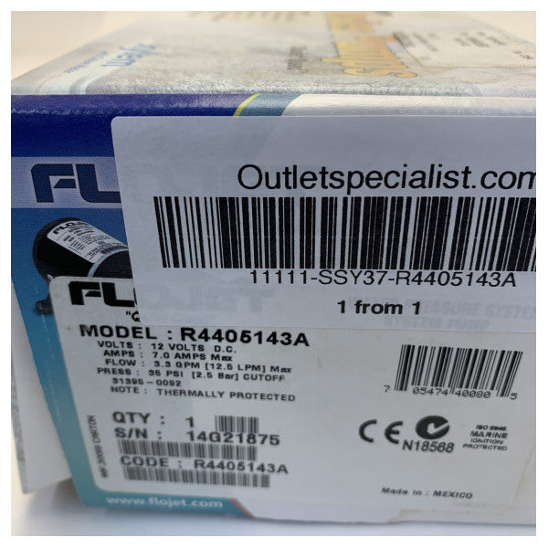 Flojet R4405143A Fresh Water Pump 12.5L/min 2.5 Bar 